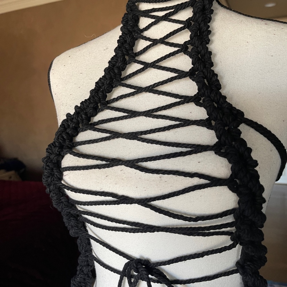 Handmade Macramé Corset Top - Picture 8 of 11